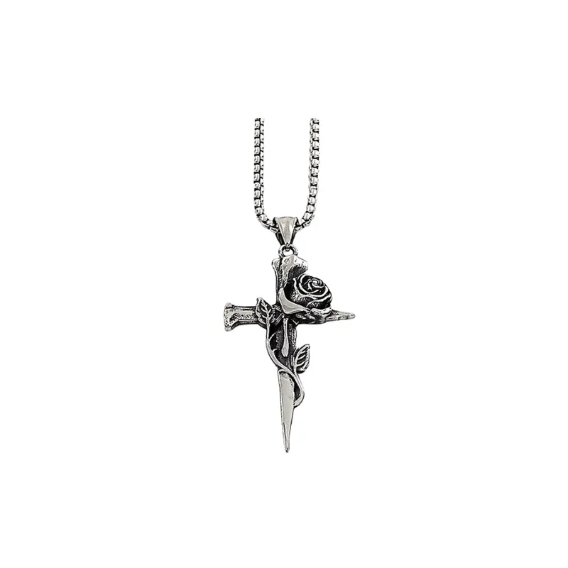 Vintage Thorns Rose Titanium Steel Necklace