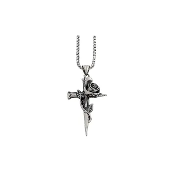 Vintage Thorns Rose Titanium Steel Necklace