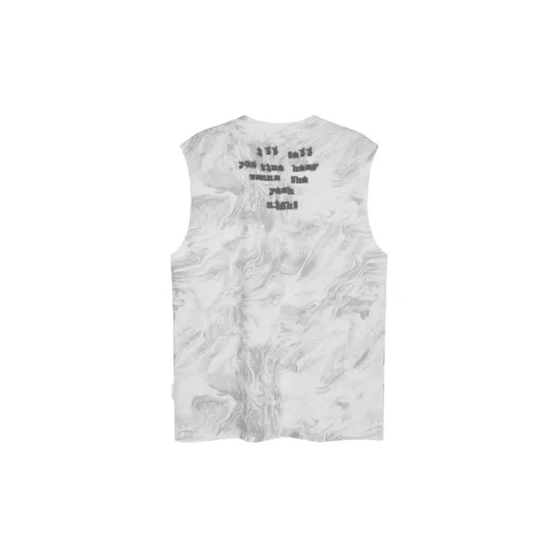 Trendy Vintage Batik Ink Letter Printing Vest-7