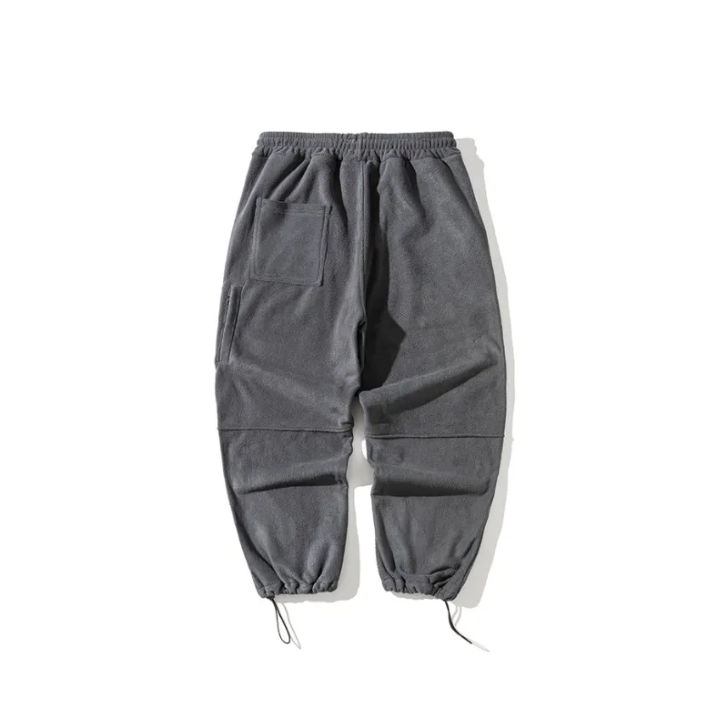 Fleece Stitching Contrast Color Bundle Foot Retro Cone Fleece lined Casual Pants-1