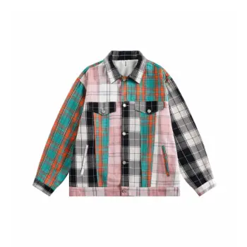 Loose Patchwork Plaid Contrast Color Jacket