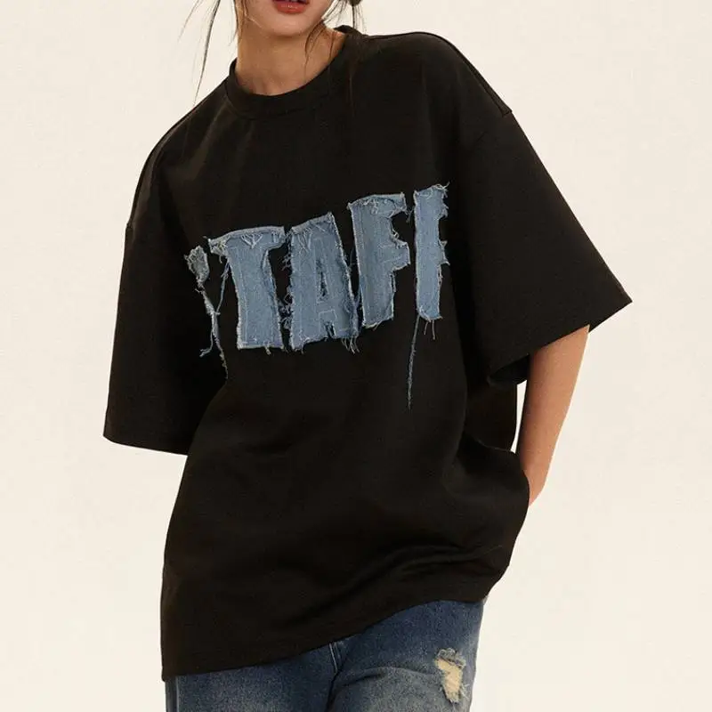 Basics Patchwork 100% Cotton T Shirt Women-6