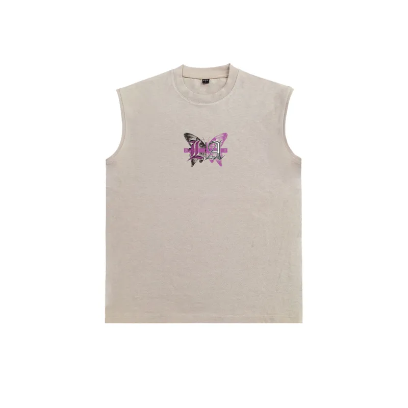 Butterfly Letter Print Sleeveless T Shirt-6