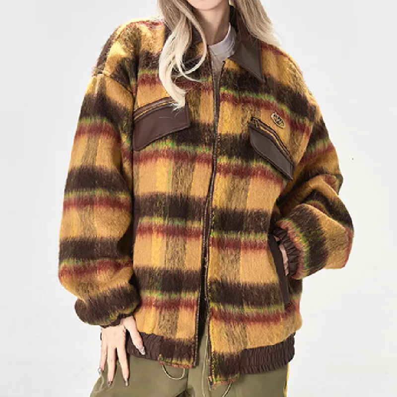 Retro Plaid Loose Quilted Jacket-2