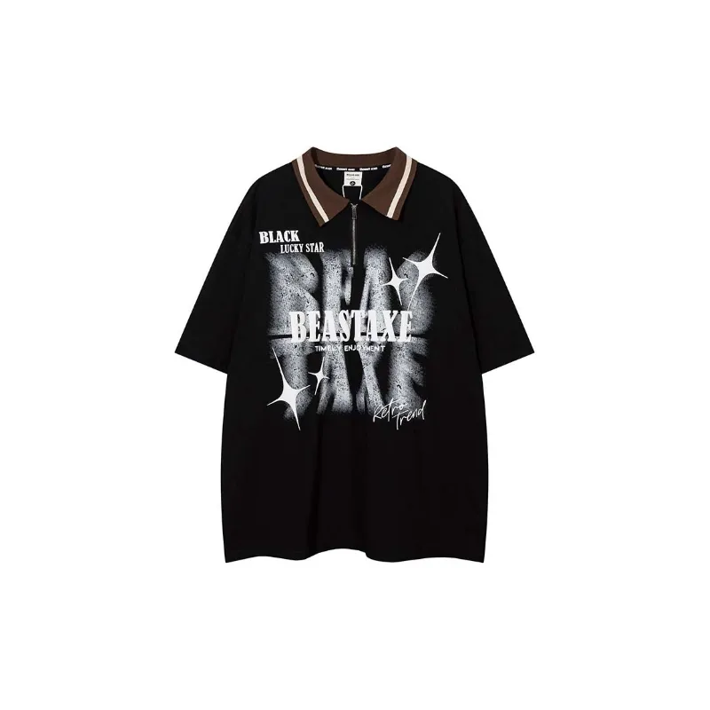 Trendy Graffiti Loose Casual Polo Shirt-0