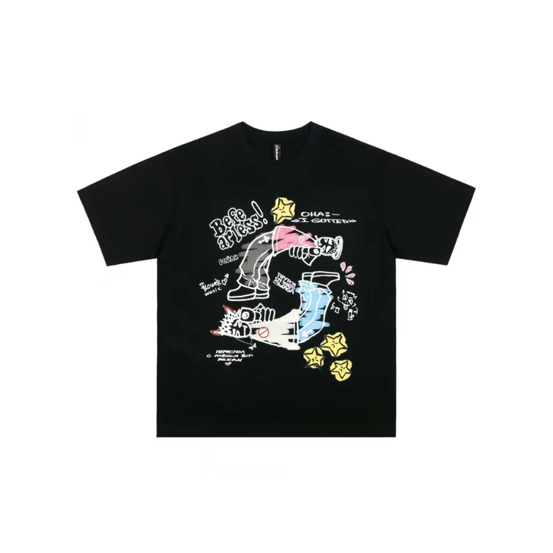 Loose Versatile Cartoon Print T Shirt-0