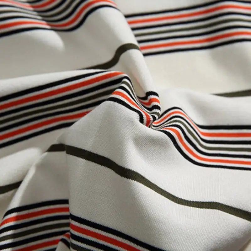 Retro Striped Cotton Blended Fabric T Shirt Unisex-5