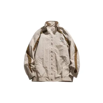 New Style Retro Loose Design Stitching Hoopless Youth Zipper Jacket