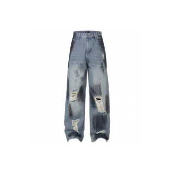 Trendy Loose Washed Graffiti Jeans