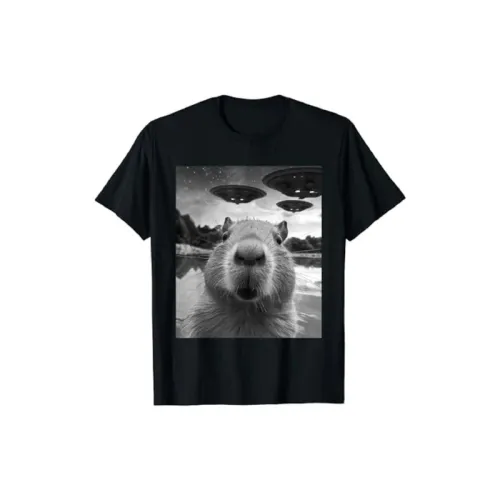 Funny Graphics Capybara Selfie With UFO Weird T-shirt