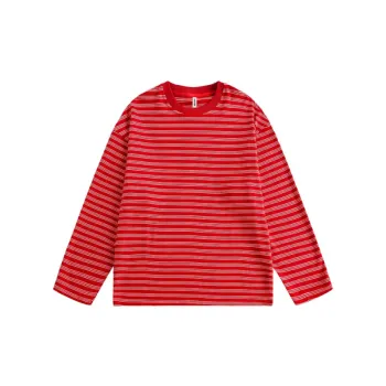 Retro Striped Blended Synthetic Fabrics T Shirt