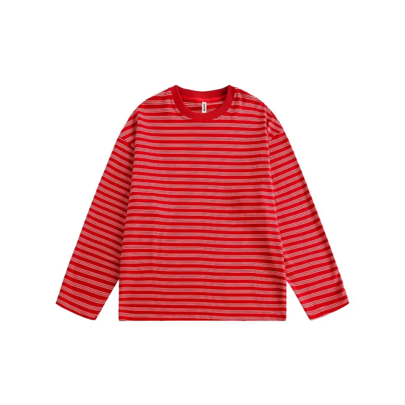 Retro Striped Blended Synthetic Fabrics T Shirt-6