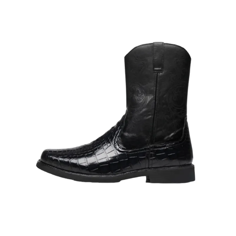 Funky Embroidered Mid Calf Boots-0