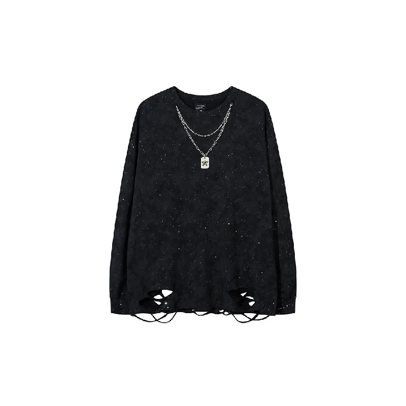 Simple Ripped Cotton T Shirt-4