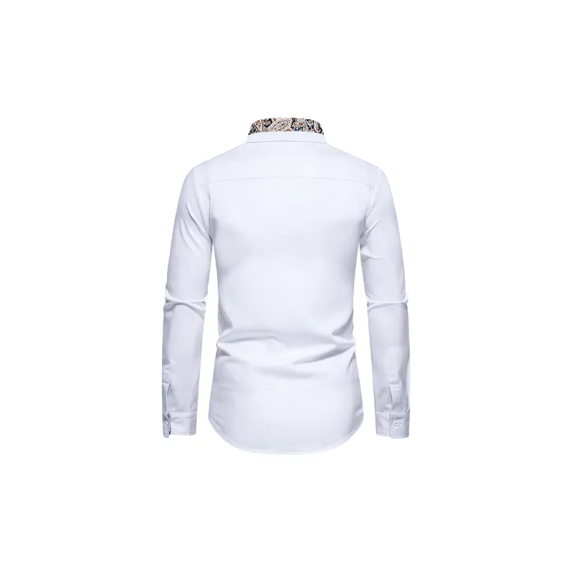 Fashionable Contrast Color Cotton Blended Fabric Shirt-7