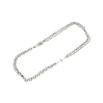 Diamond Cross Pendant Double Layer Necklace