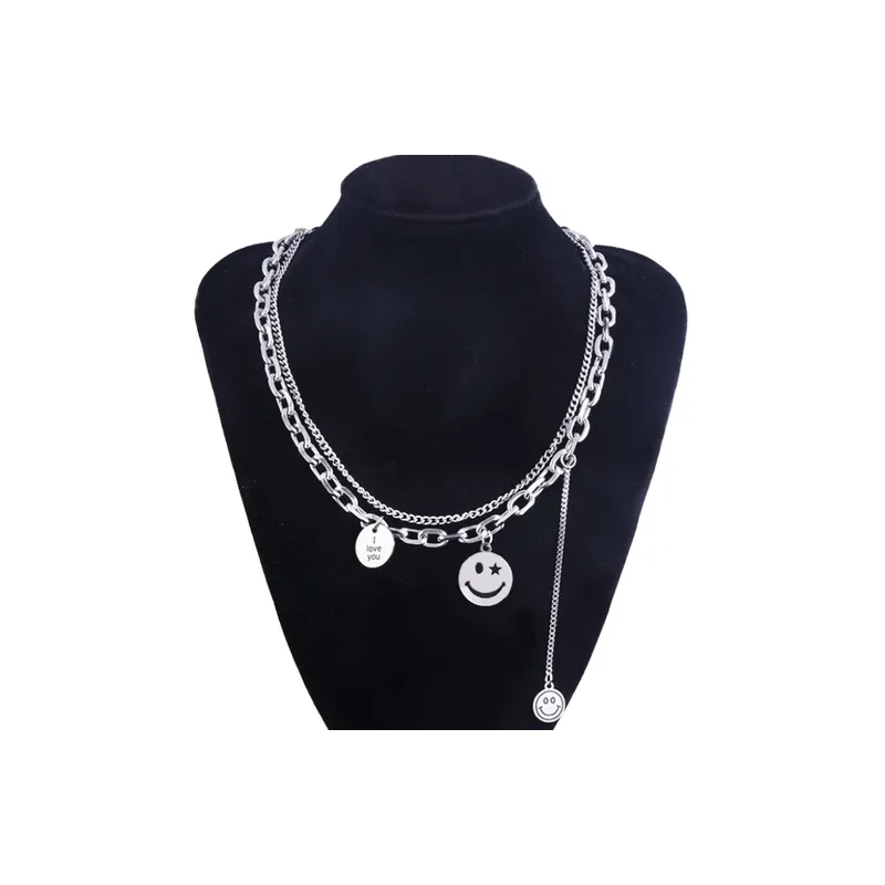 Double Layer Smiley Face Necklace-0