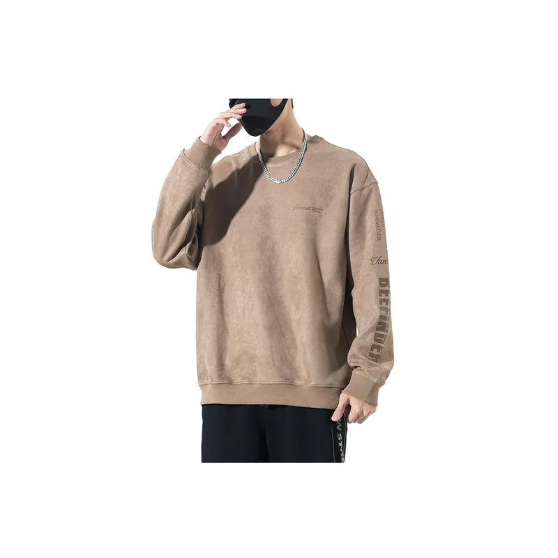 Printed Suede Heavy Loose Large Size Velvet Long Sleeve Sweatshirt-3