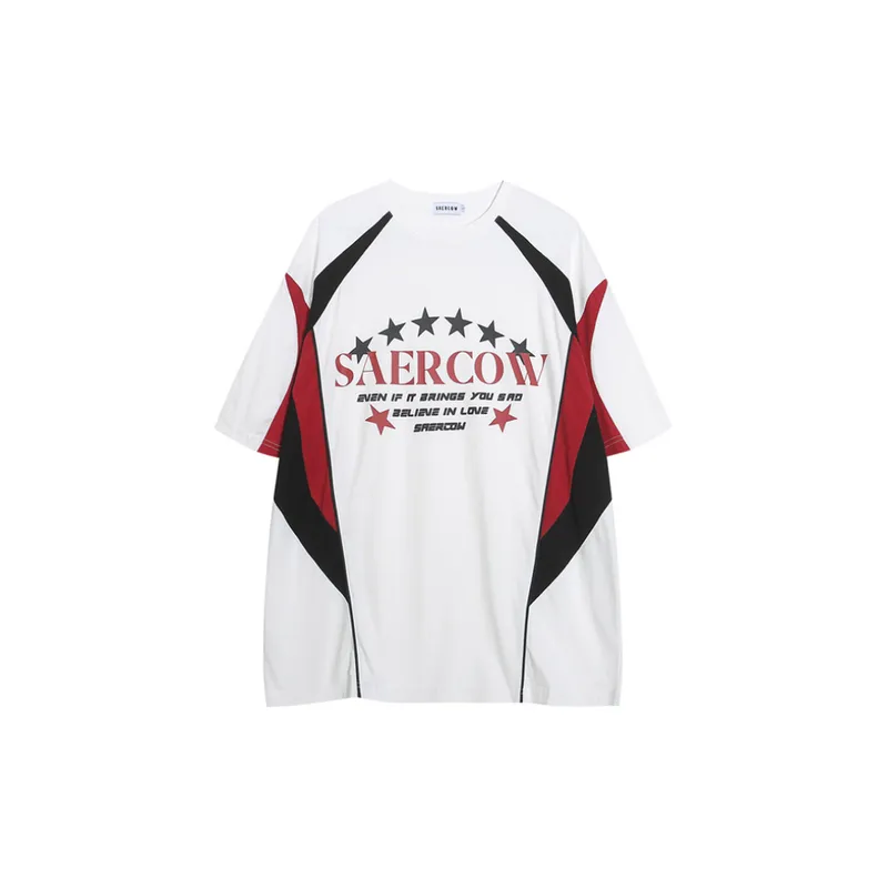Trendy Loose Patchwork Contrast T Shirt-0