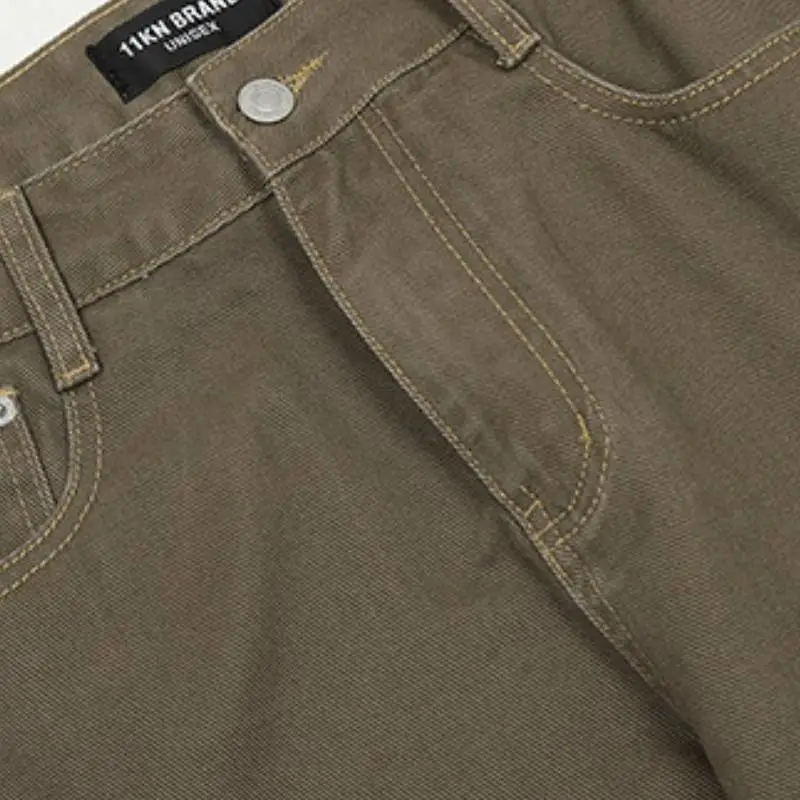 Retro Straight Leg Denim Cargo Pants-2