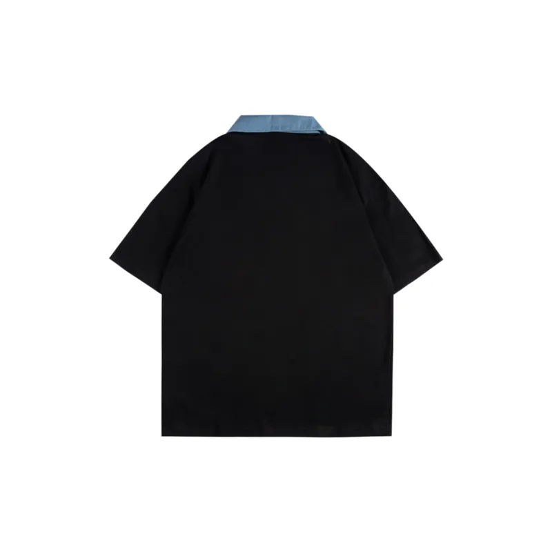 Trendy Loose Embroidery Polo Shirt-9