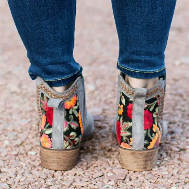 Fashionable Embroidered Martin Boot-7