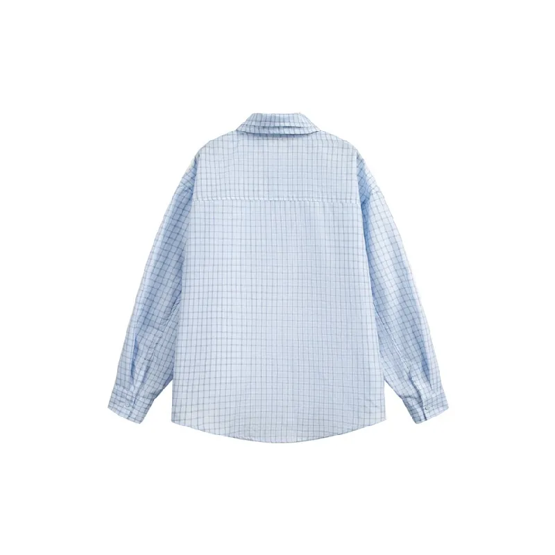Retro Loose Long Sleeve Blended Synthetic Fabrics Shirt-3