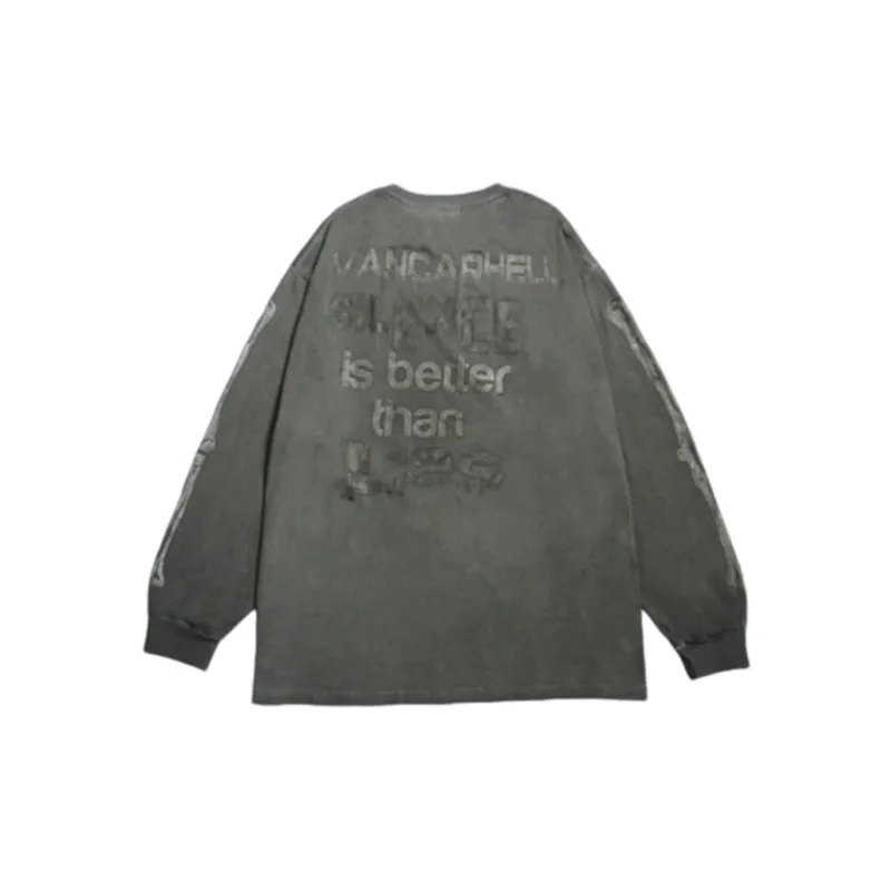 Retro Distressed Skull Heart Print Sweatshirt-2