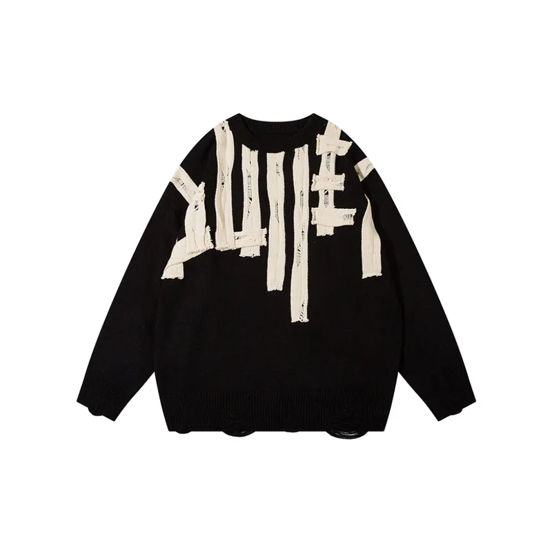 Retro Letter Loose Yarn Sweater-4