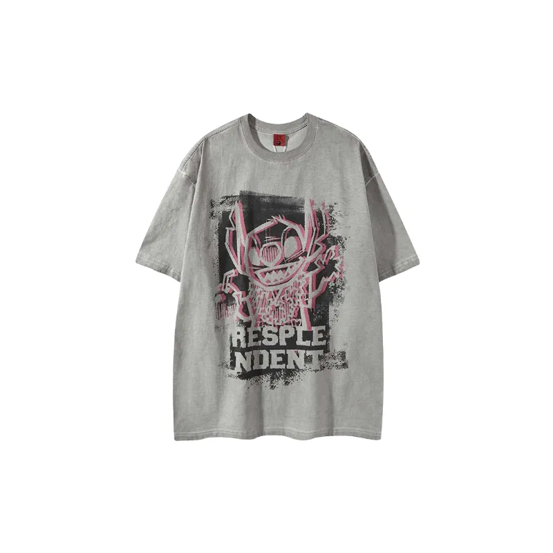 Street Graffiti Cotton Blended Fabric T Shirt-4