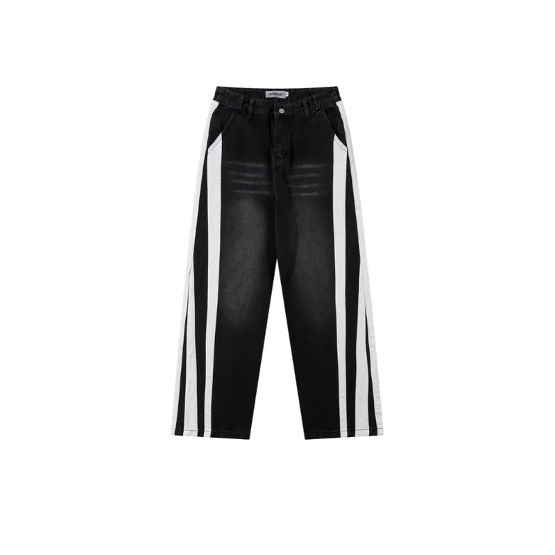 Contrast Color Striped Jeans