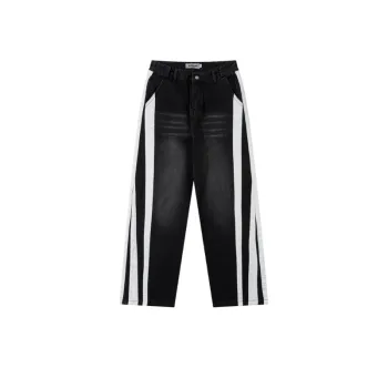 Contrast Color Striped Jeans