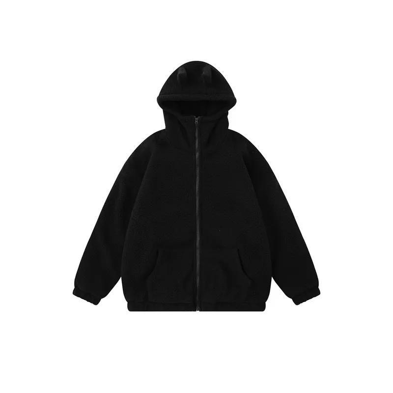 New Simple Solid Color Creative Ear Design Loose Hoodie-4
