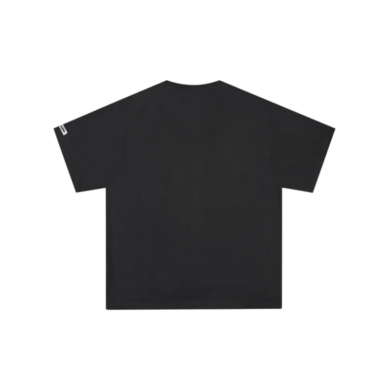 Niche Design Printed Loose Short sleeved Casual Washed T shirt-1
