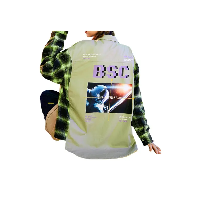 Astronaut Print Plaid Trendy Shirt-3