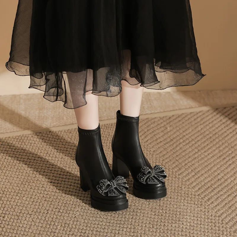 Simple Rhinestone High Heels-1