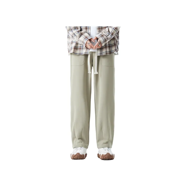 Stitching Design Twill Straight Pants-1