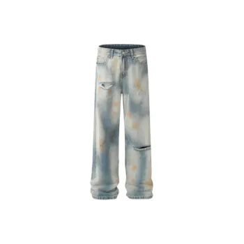 Hip Hop Tie Dyed Ripped Jeans