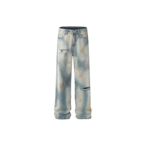 Hip Hop Tie Dyed Ripped Jeans