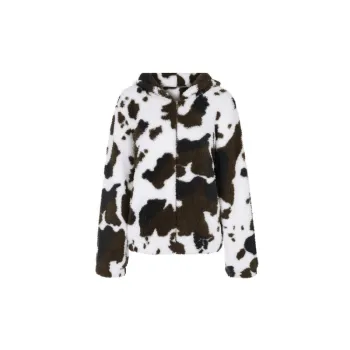 Cross border Amazon New Autumn And Winter European And American Casual Fashion Plush Coat Cow Printed Zipper Coat