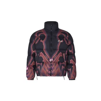 Skull Digital Printing Half high Collar Zipper Thickened Warm Cotton padded Jacket