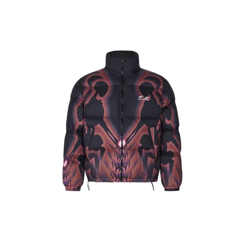Skull Digital Printing Half high Collar Zipper Thickened Warm Cotton padded Jacket-0