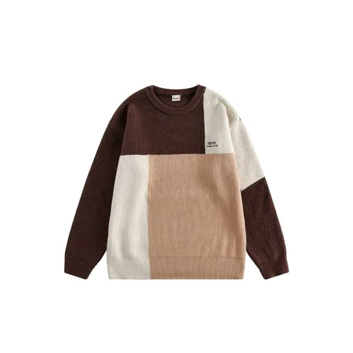 Ins Contrast Color Splicing Crewneck Warm Sweater