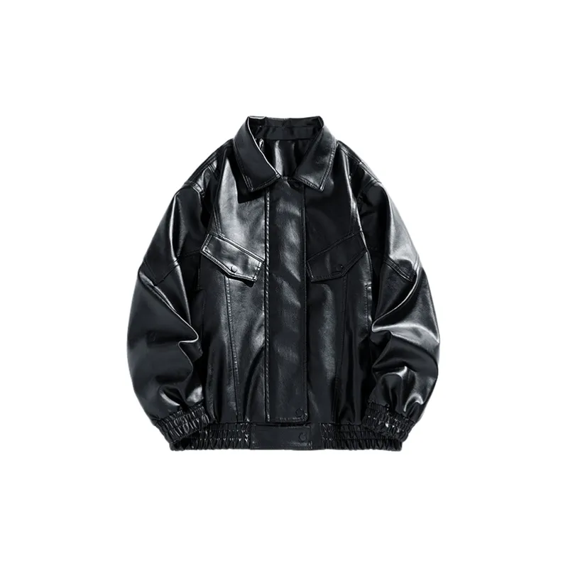 Fashionable Simple Leather Jacket-4