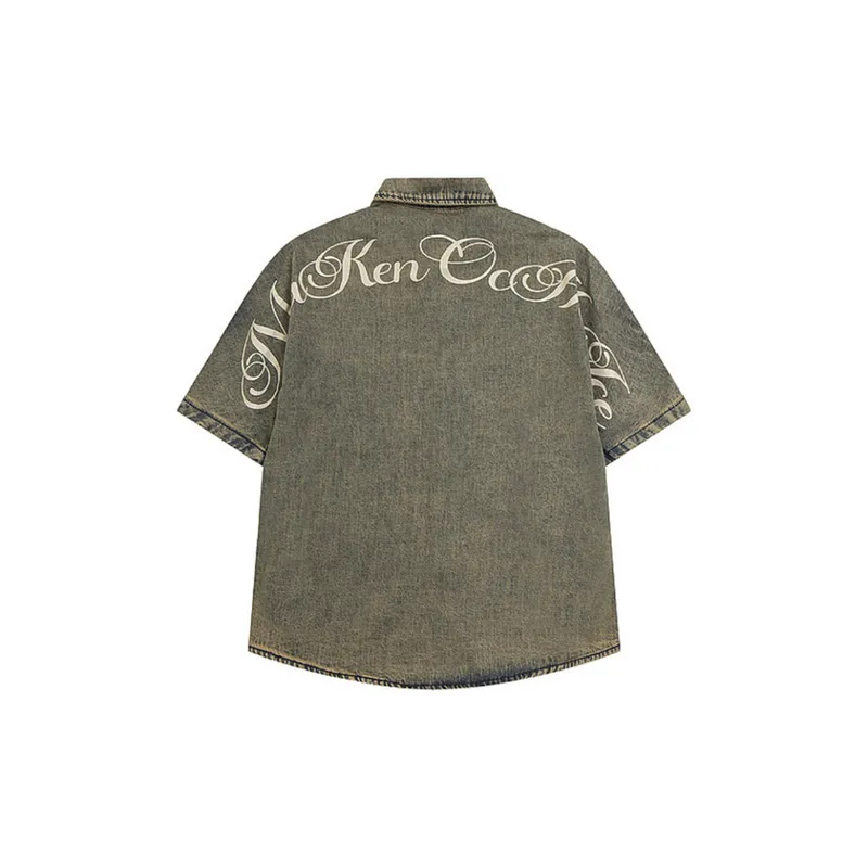 Loose Denim Short Sleeved Shirt-1