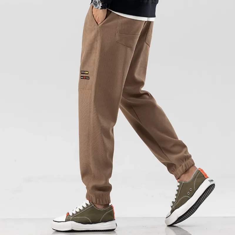 Simple Sporty Blended Synthetic Fabrics Casual Pants-3