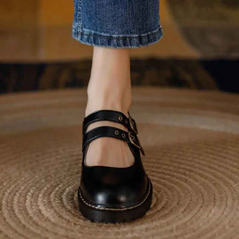 Retro Plain Mary Jane Shoes-4