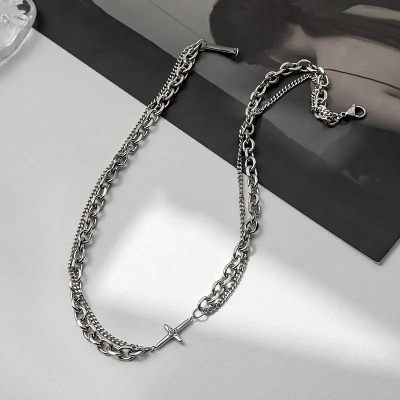 Star Splicing Titanium Steel Necklace-3