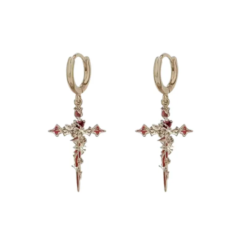 Fashionable Cross Earring-0