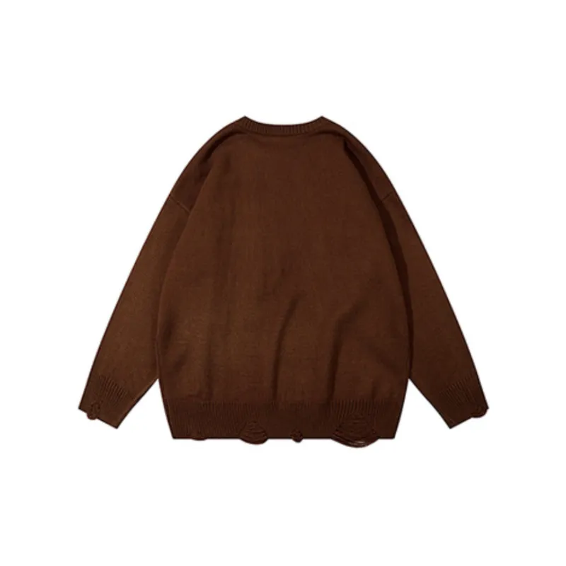 Retro Letter Loose Yarn Sweater-1